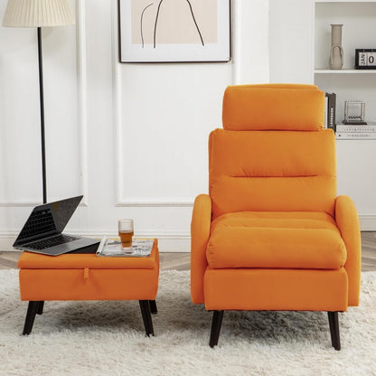 HOMYKA Accent Lounge Chair with Adjustable Backrest Storage Ottoman