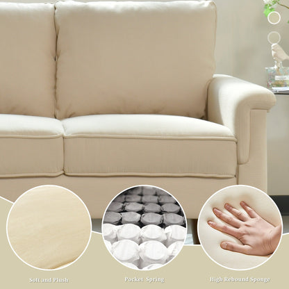 Canapé 3 places moderne en tissu polyester avec accoudoirs larges