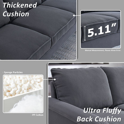 Canapé 3 places moderne en tissu polyester avec accoudoirs larges