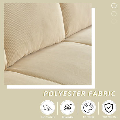 Canapé 3 places moderne en tissu polyester avec accoudoirs larges