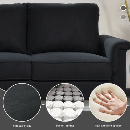 Canapé 3 places moderne en tissu polyester avec accoudoirs larges