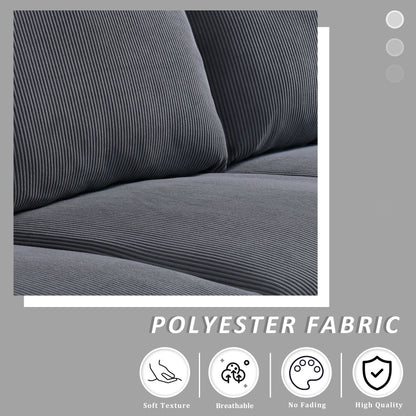 Canapé 3 places moderne en tissu polyester avec accoudoirs larges