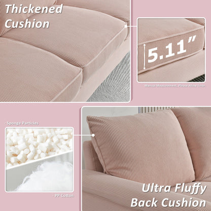 Canapé 3 places moderne en tissu polyester avec accoudoirs larges