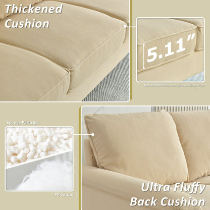 Canapé 3 places moderne en tissu polyester avec accoudoirs larges