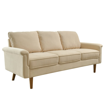 Canapé 3 places moderne en tissu polyester avec accoudoirs larges