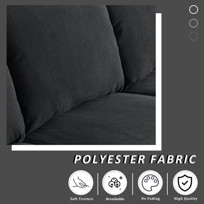 Canapé 3 places moderne en tissu polyester avec accoudoirs larges
