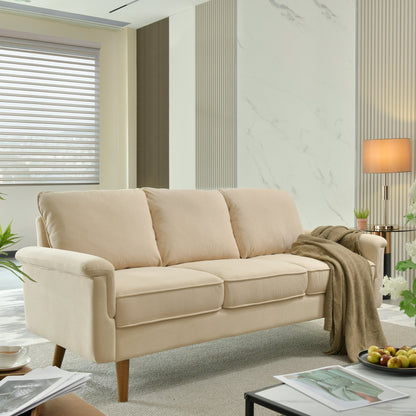 Canapé 3 places moderne en tissu polyester avec accoudoirs larges
