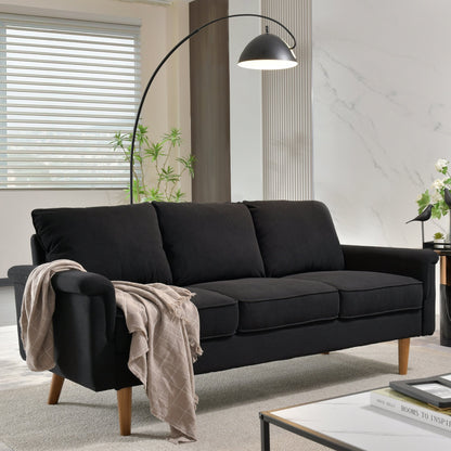 Canapé 3 places moderne en tissu polyester avec accoudoirs larges