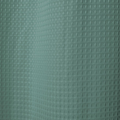 Rideau de douche gaufré 3 en 1 sans crochets avec fenêtre supérieure transparente, anneaux flexibles et doublure en tissu