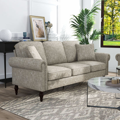 Canapé traditionnel Igny en chenille avec accoudoirs roulés et rembourré par Furniture of America
