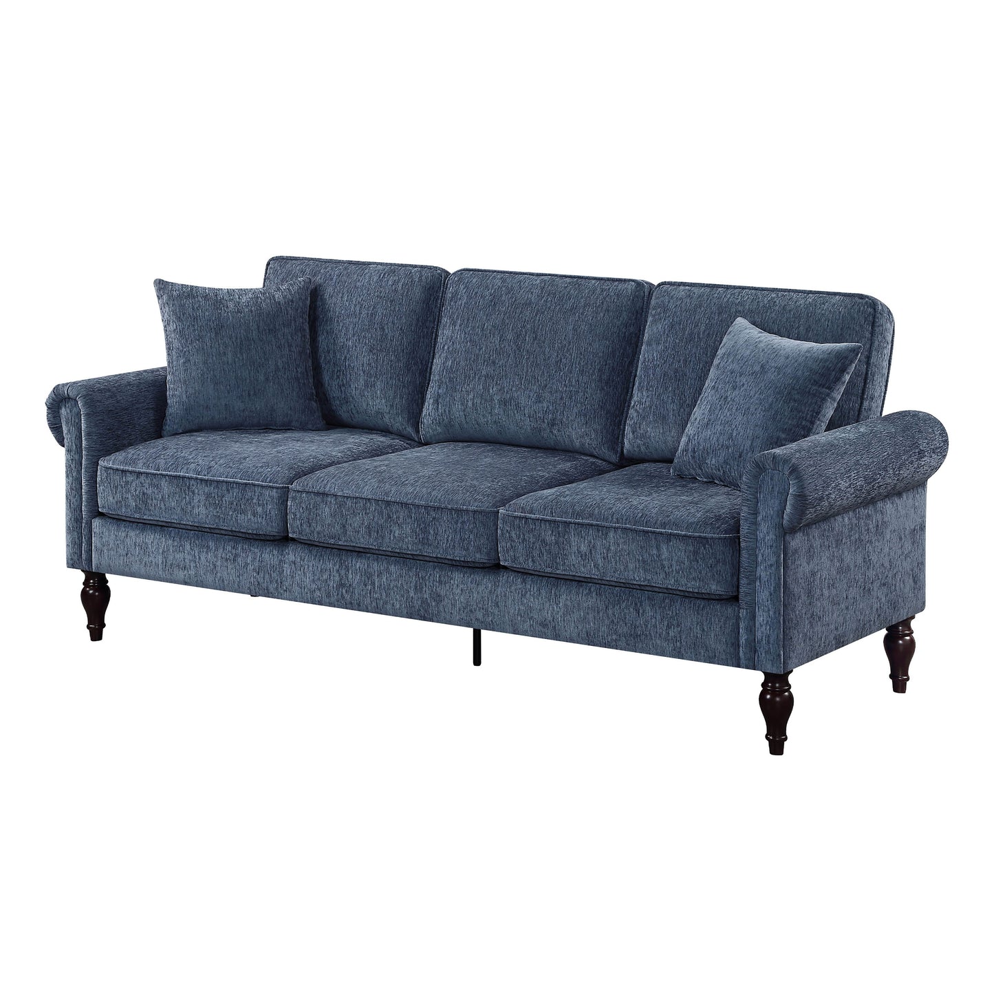 Canapé traditionnel Igny en chenille avec accoudoirs roulés et rembourré par Furniture of America