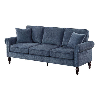 Canapé traditionnel Igny en chenille avec accoudoirs roulés et rembourré par Furniture of America