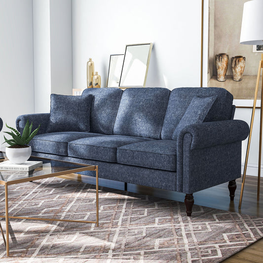 Canapé traditionnel Igny en chenille avec accoudoirs roulés et rembourré par Furniture of America
