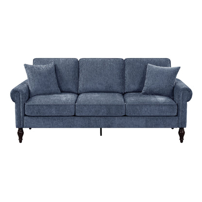 Canapé traditionnel Igny en chenille avec accoudoirs roulés et rembourré par Furniture of America