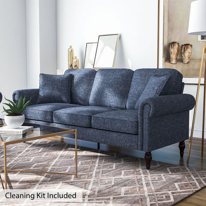 Canapé traditionnel Igny en chenille avec accoudoirs roulés et rembourré par Furniture of America