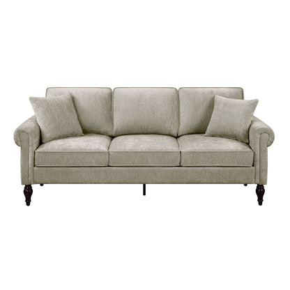 Canapé traditionnel Igny en chenille avec accoudoirs roulés et rembourré par Furniture of America