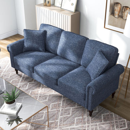 Canapé traditionnel Igny en chenille avec accoudoirs roulés et rembourré par Furniture of America