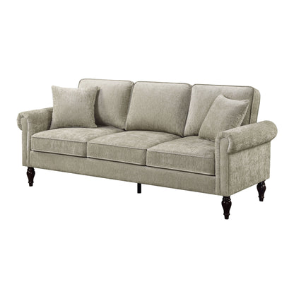 Canapé traditionnel Igny en chenille avec accoudoirs roulés et rembourré par Furniture of America