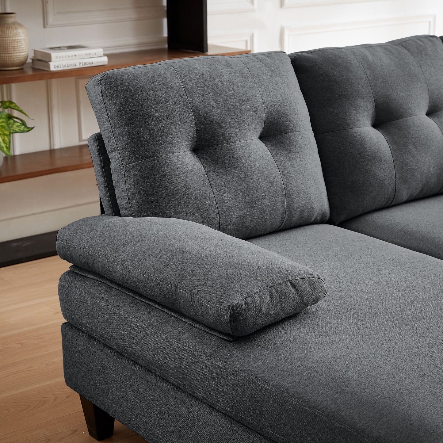 Canapé sectionnel 4 places en U Jarenie avec méridienne double pour salon