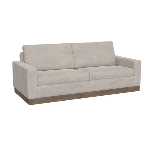 Canapé Jeni, 2 coussins décoratifs, 228 cm, similicuir gris huître moderne
