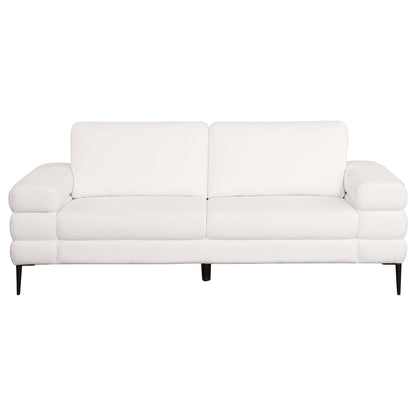 Canapé Jese, 83 pouces, tissu blanc ivoire, accoudoirs à rails de style moderne