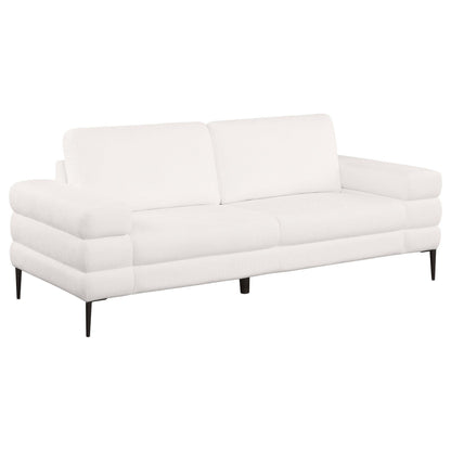 Canapé Jese, 83 pouces, tissu blanc ivoire, accoudoirs à rails de style moderne
