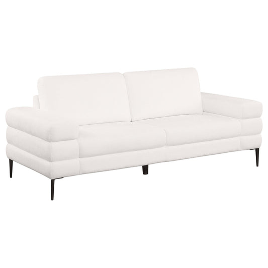 Canapé Jese, 83 pouces, tissu blanc ivoire, accoudoirs à rails de style moderne