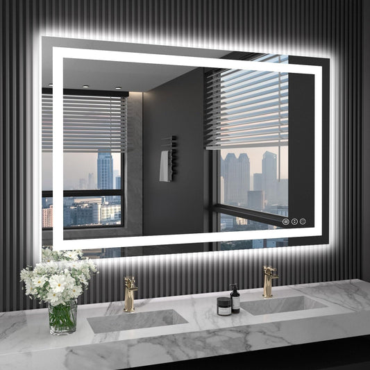 KIOTEE Super Bright Anti-fog LED Bathroom Mirror with Backlit and Front Lighting 3-Year Warranty