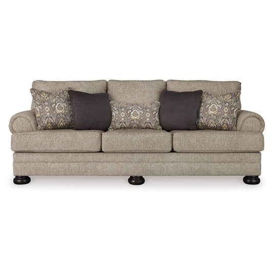 Canapé Kana, 5 coussins décoratifs, 254 cm, polyester marron classique