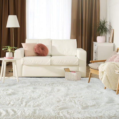 Soft Indoor Area Rug Modern Fluffy Home Carpet - 4' x 5.3'