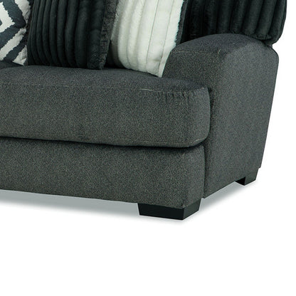 Canapé Laila, 5 coussins décoratifs, 98 pouces, bois massif, chenille gris foncé