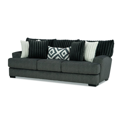 Canapé Laila, 5 coussins décoratifs, 98 pouces, bois massif, chenille gris foncé