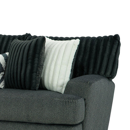 Canapé Laila, 5 coussins décoratifs, 98 pouces, bois massif, chenille gris foncé