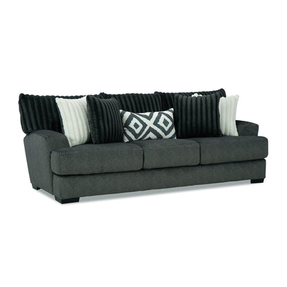 Canapé Laila, 5 coussins décoratifs, 98 pouces, bois massif, chenille gris foncé