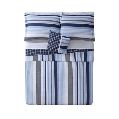 My World Mason Stripe 3-piece Quilt Set with Bonus Decorative Pillow