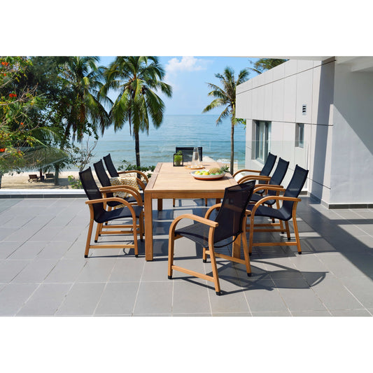 Ensemble de salle à manger de luxe LifestyleGarden 9 pièces en teck pour patio extérieur