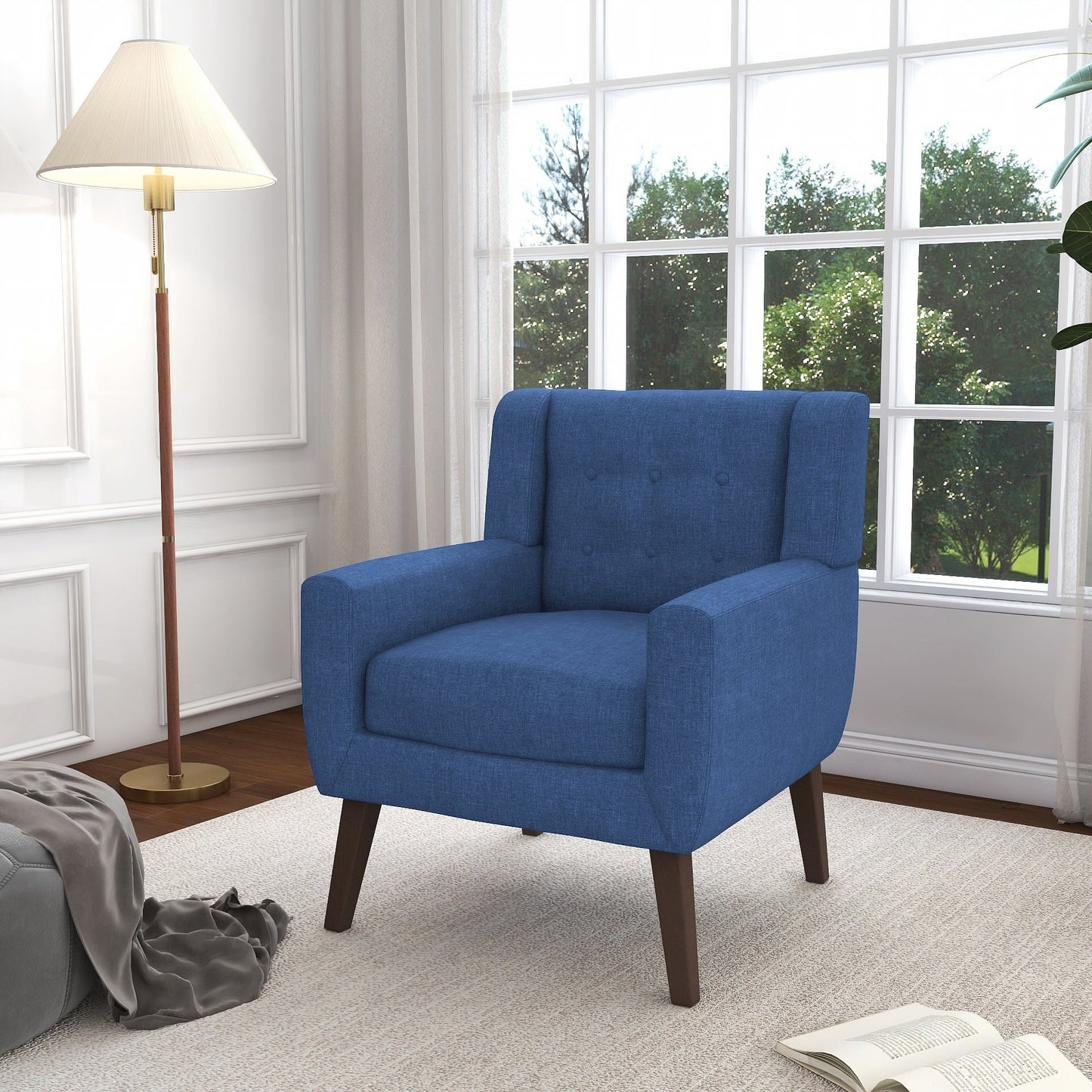 Cotton/ Linen Look Fabric Modern Accent Chair Armchair