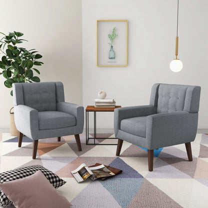 Cotton/ Linen Look Fabric Modern Accent Chair Armchair