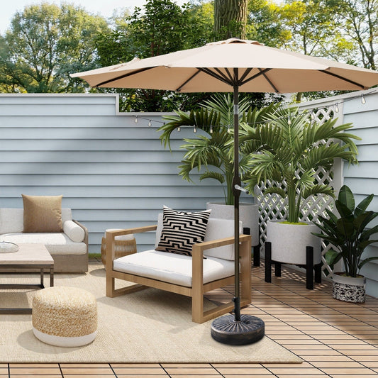 Lopes 9-foot Patio Umbrella with Bronze Finish Base Weight Stand Included