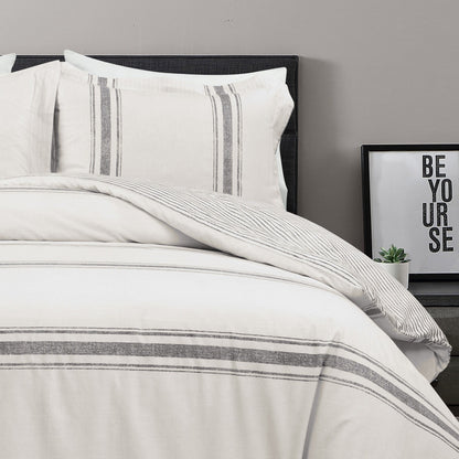 Lush Decor Farmhouse Stripe 3 Piece Duvet Cover Set