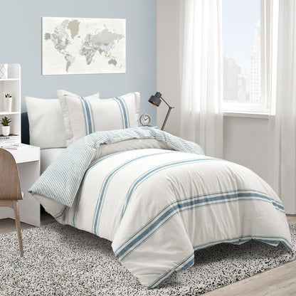 Lush Decor Farmhouse Stripe 3 Piece Duvet Cover Set