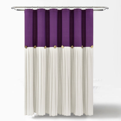 Lush Decor Two-tone Linen Button Shower Curtain