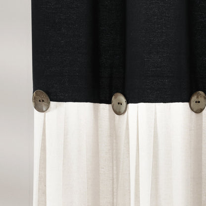 Lush Decor Two-tone Linen Button Shower Curtain