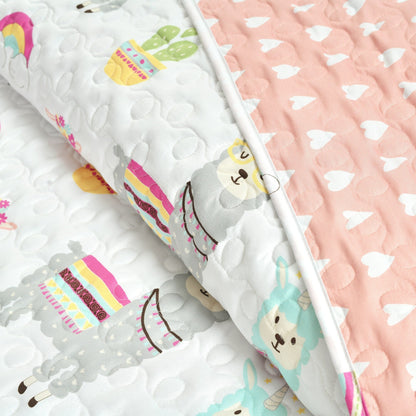 Lush Decor Southwest Llama Cactus Reversible Print Quilt Set
