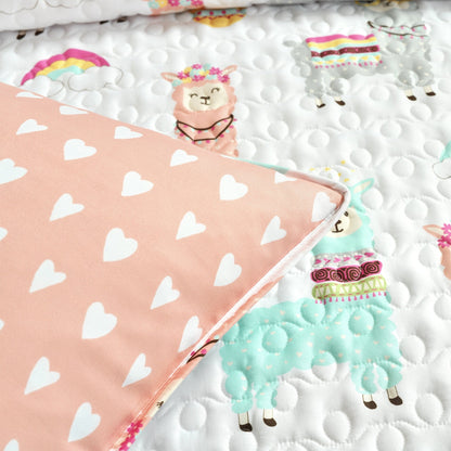 Lush Decor Southwest Llama Cactus Reversible Print Quilt Set