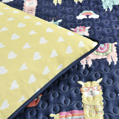 Lush Decor Southwest Llama Cactus Reversible Print Quilt Set