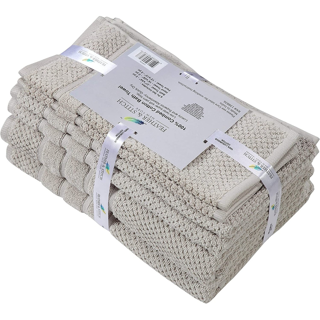 Luxurious Absorbent 650 GSM Combed Cotton 6-piece Towel Set