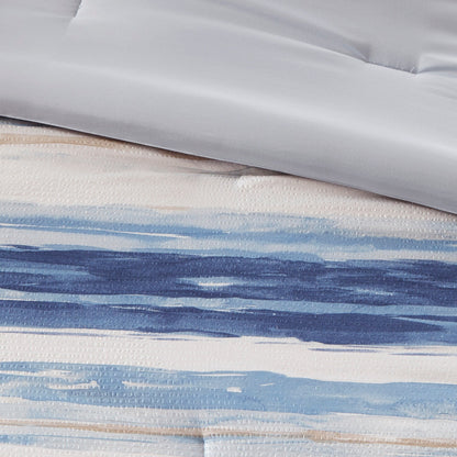 Madison Park Anchorage 8 Piece Printed Seersucker Comforter and Quilt Set Collection