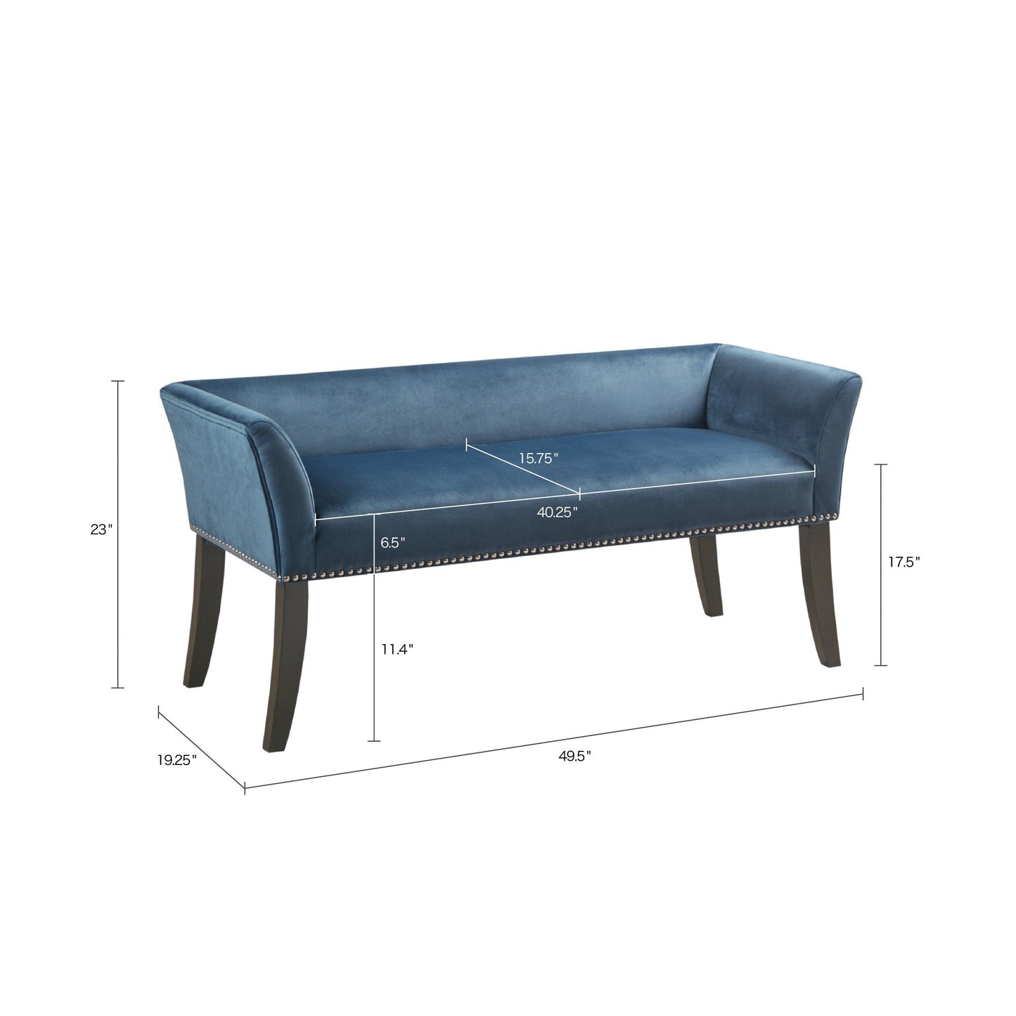 Banc rembourré Madison Park Welburn 49,5 avec dossier et pieds en bois