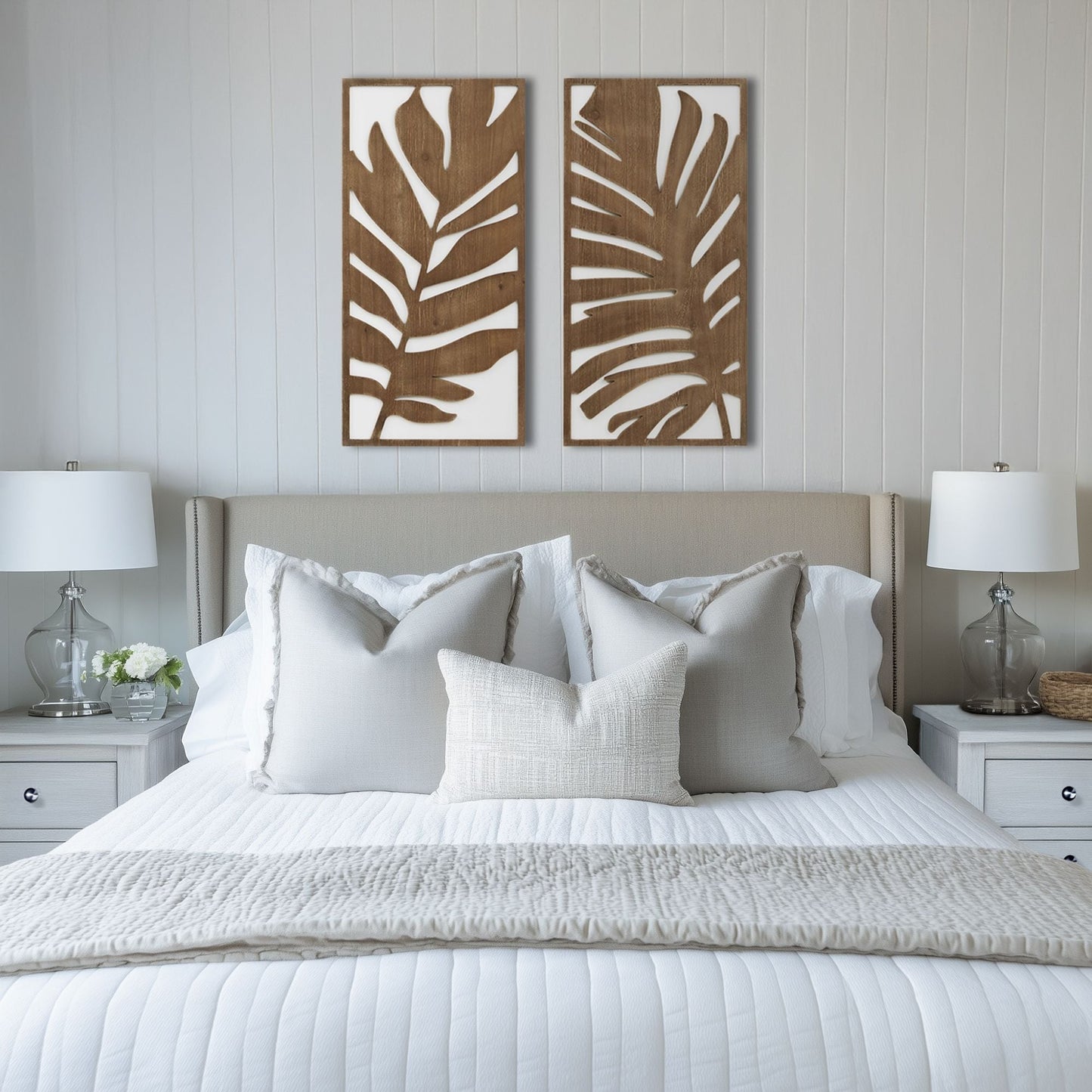 Madison Park Birch Palms Birch Botanical Two-tone Wood Panel Wall Decor Set